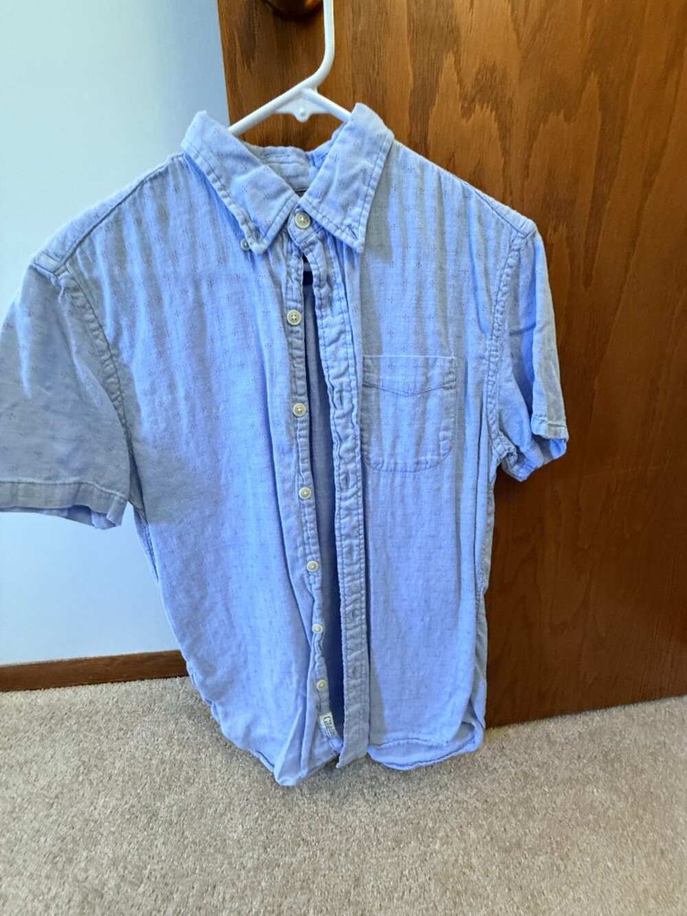 Grayers Short Sleeve Button-Down Shirt Light Blue Rust Dot Print Men's - Picture 1 of 5
